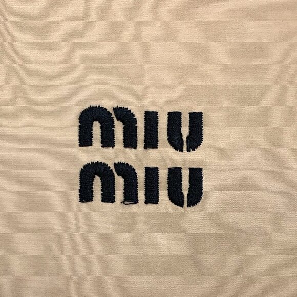 Miu Miu Brown Logo Embroidered Cotton Long-Sleeve Shirt - Picture 4 of 8